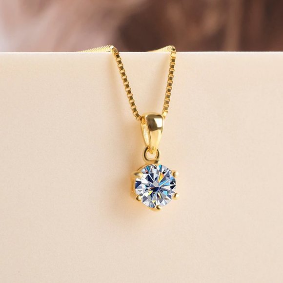 Certified 1ct. t.w. Moissanite Diamond Solitaire Gold Pendant Necklace N… - Picture 3 of 12